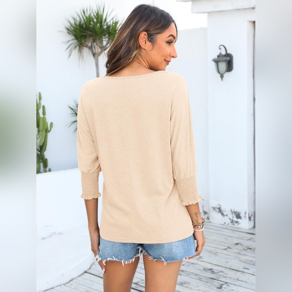 Womens Crew Neck 3/4 Sleeve Top - Picture 1 of 3